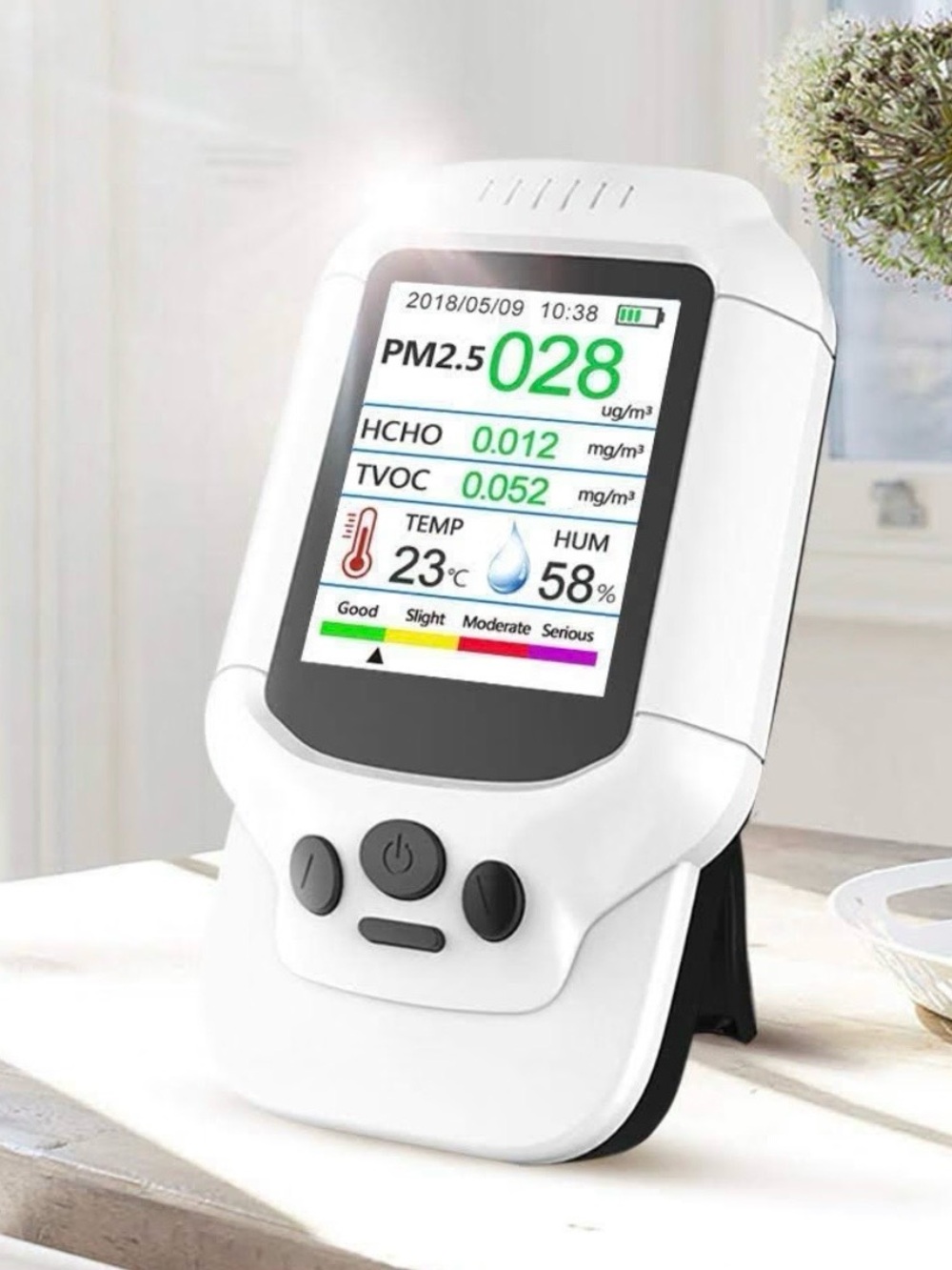 Air Quality Monitor Formaldehyde Detector PM2.5 PM10 TVOC Temp Humidity Meter